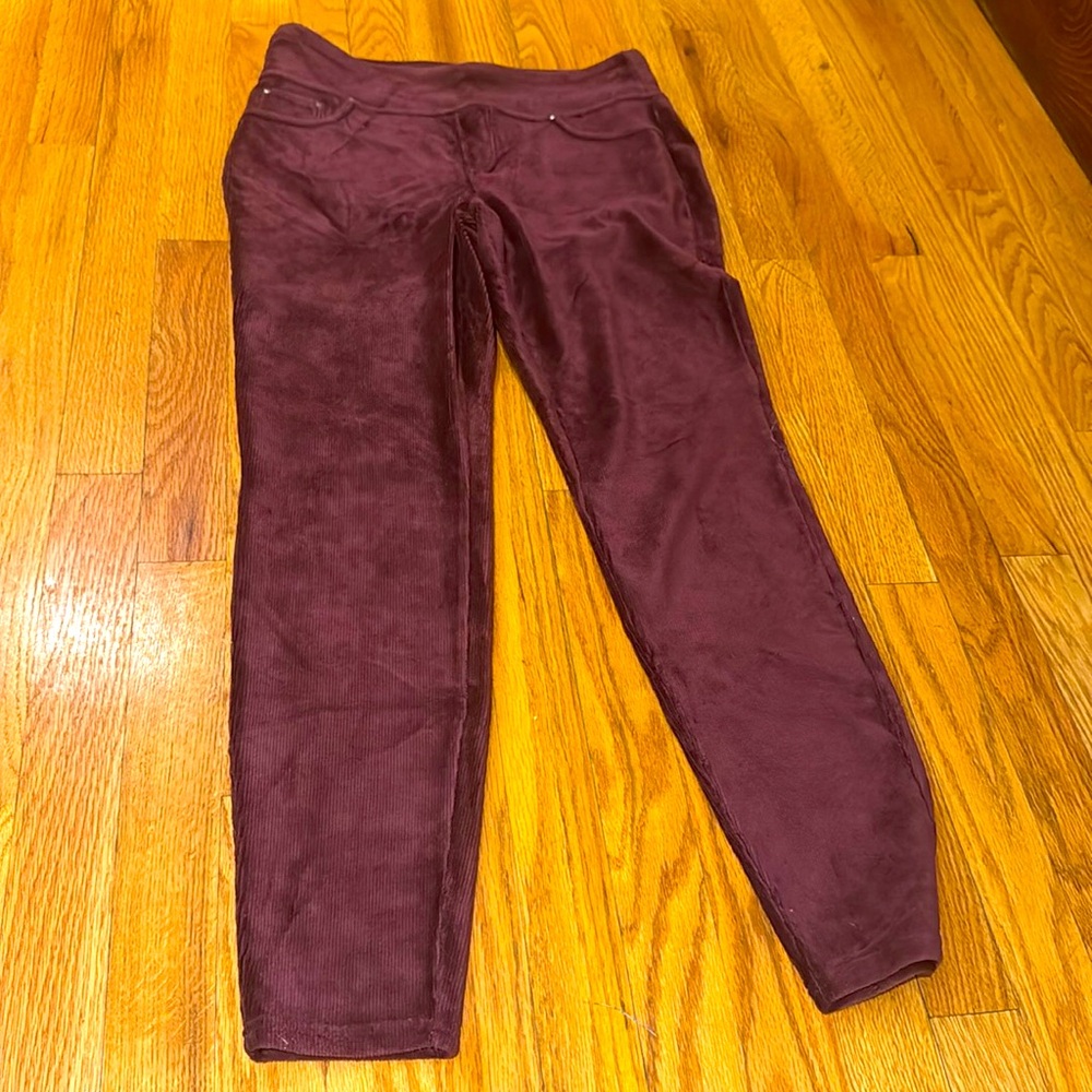 Style & Co. velour corduroy leggings size Medium burgundy color